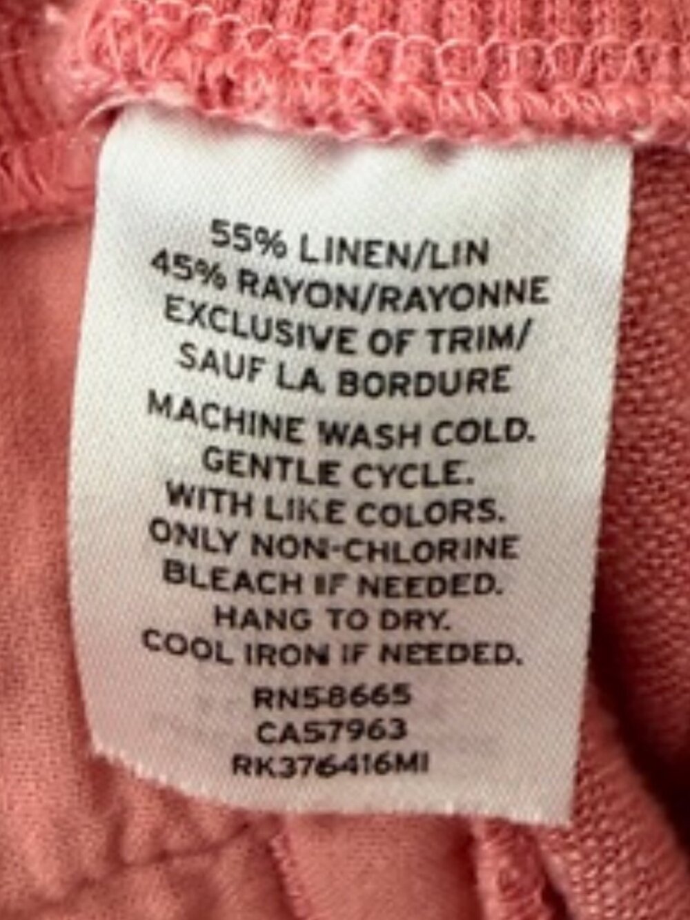 Susma Women's Coral Linen Blend Drawstring Pants Size XS Summer Resort Comfy - Picture 7 of 9